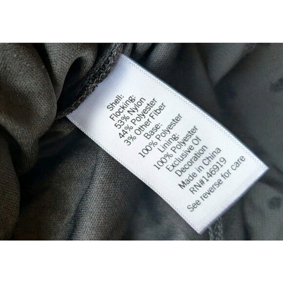 Nine West Blouse Black Smocked Square Neck Polka Dot Long Sheer Sleeves XS - Picture 12 of 13